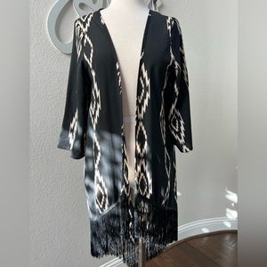 Long Kimono With Fringe Bottom